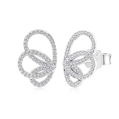 “Velora Wings” 925 Sterling Silver Pavé Butterfly Stud Earrings