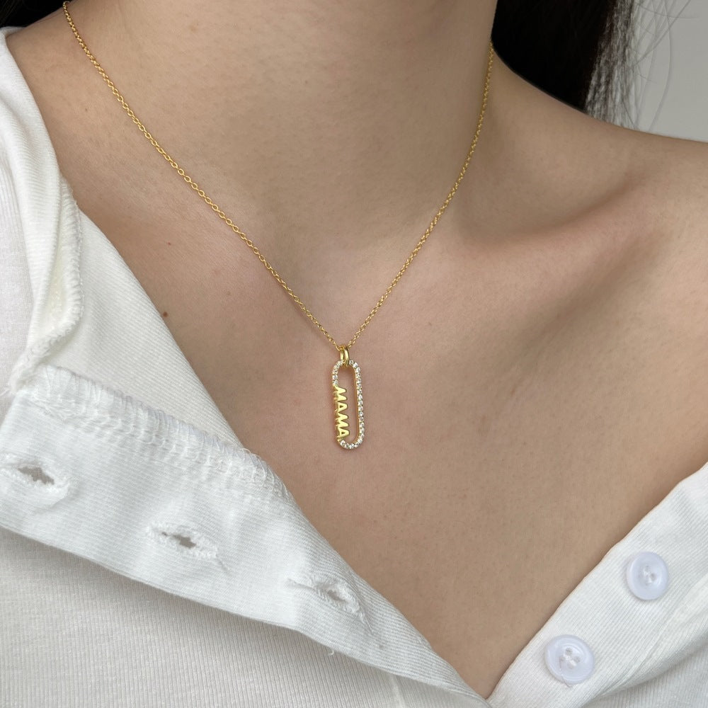 “Mama Link” S925 Sterling Silver Pavé Mom Jewelry Set (Necklace & Earrings)