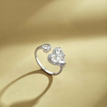 “Éclat Amour” S925 Sterling Silver Heart Pavé Ring