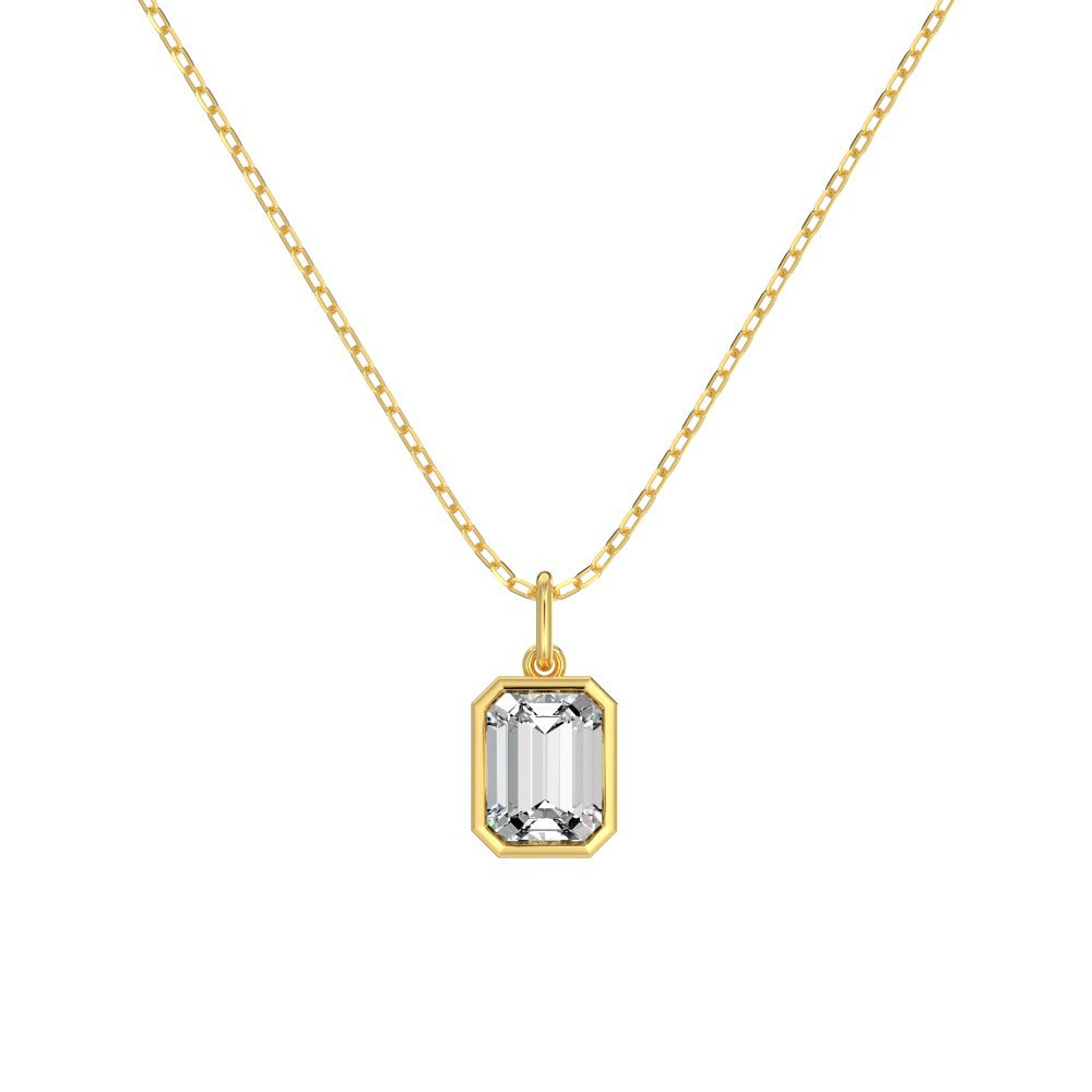 “Recta Lumi” 925 Sterling Silver 5A Cubic Zirconia Pendant Necklace