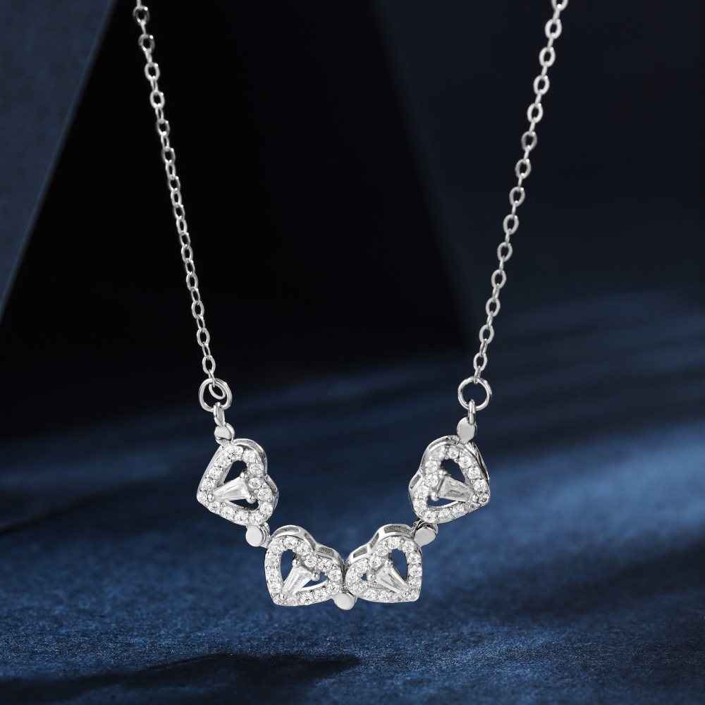 “Lucky Morph” 925 Sterling Silver Convertible Clover & Heart Necklace