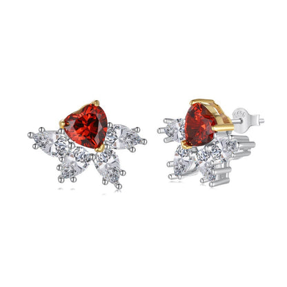 “Rouge Vow” S925 Sterling Silver Heart Zircon Jewelry Set (Necklace & Earrings)