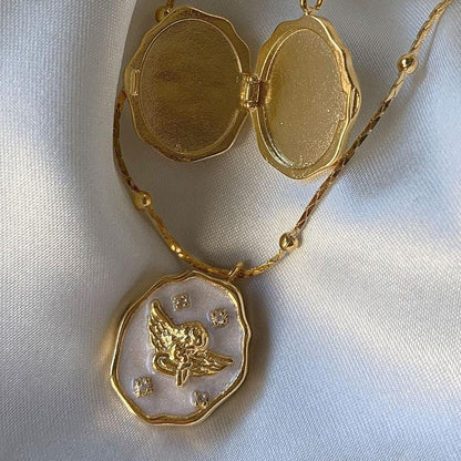 "Angel Keepsake" Vintage Locket Necklace – Photo Customizable