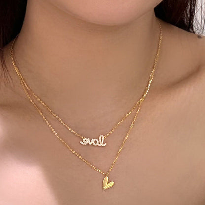 Sweet Love Duo 925 Sterling Silver Double-Layer Heart Pendant Necklace