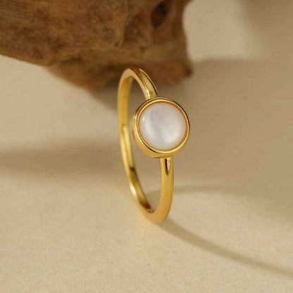 “Soft Halo” 925 Sterling Silver Mother-of-Pearl Minimal Ring
