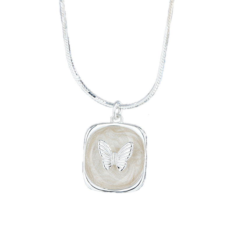 “Butterveil Dream” S925 Sterling Silver Butterfly Relief Jewelry Set (Necklace & Adjustable Ring)