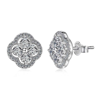“Everluck Petal” 925 Sterling Silver Four-Petal Zircon Jewelry Set