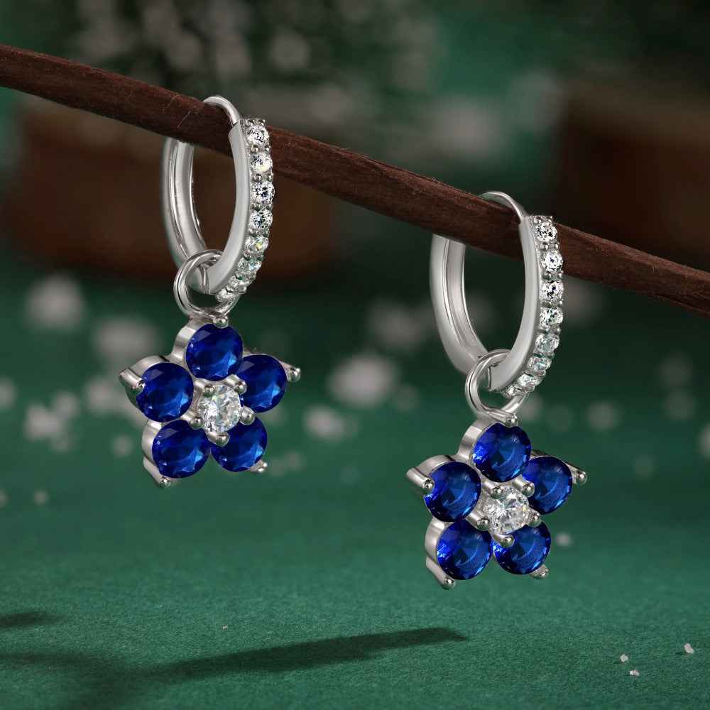 “Dopamine Bloom” S925 Sterling Silver Color Crystal Hoop Earrings