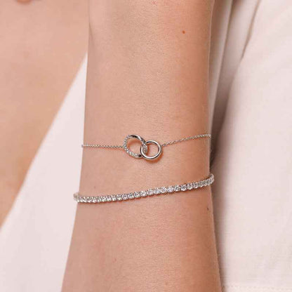 “Circle Glow” S925 Sterling Silver Zircon Double Ring Bracelet