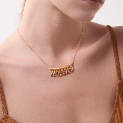 Prism Fringe 18K Gold-Plated Brass Enamel Tassel Necklace