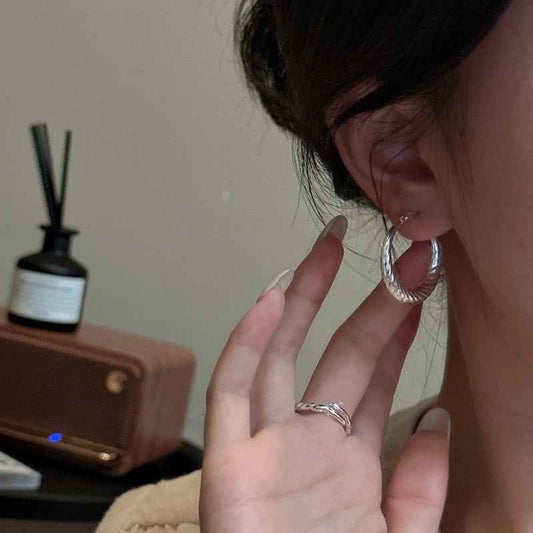 Twist Horn 925 Sterling Silver Hoop Earrings