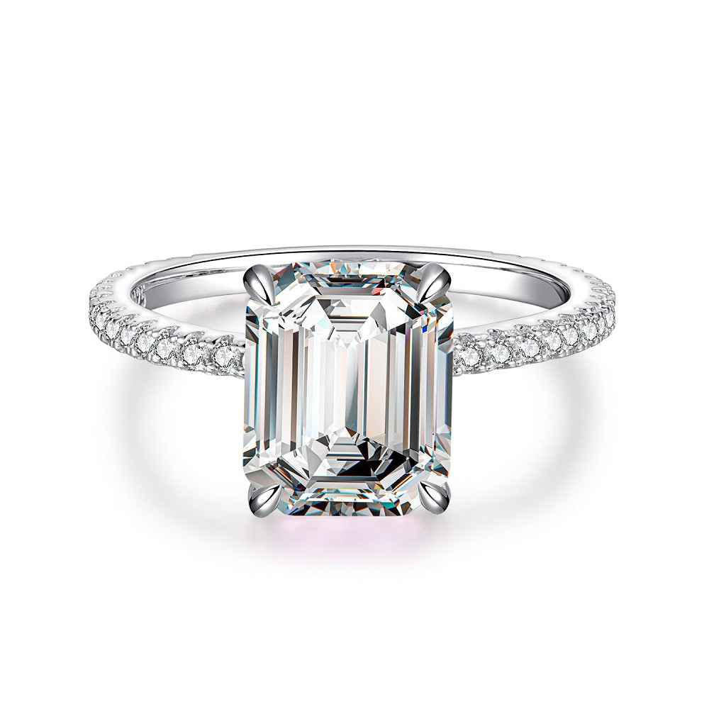 “Crystal Aurora” 925 Sterling Silver Emerald-Cut Color Zircon Ring
