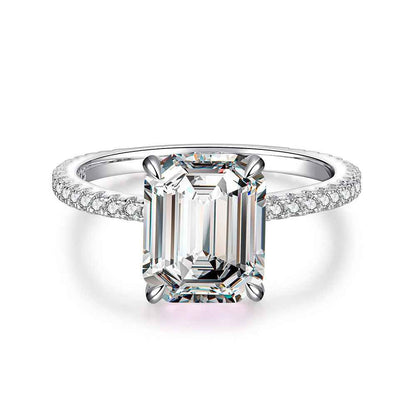“Crystal Aurora” 925 Sterling Silver Emerald-Cut Color Zircon Ring