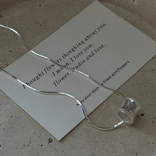 "Silver Gleam" S925 Sterling Silver Sequin Cylinder Necklace