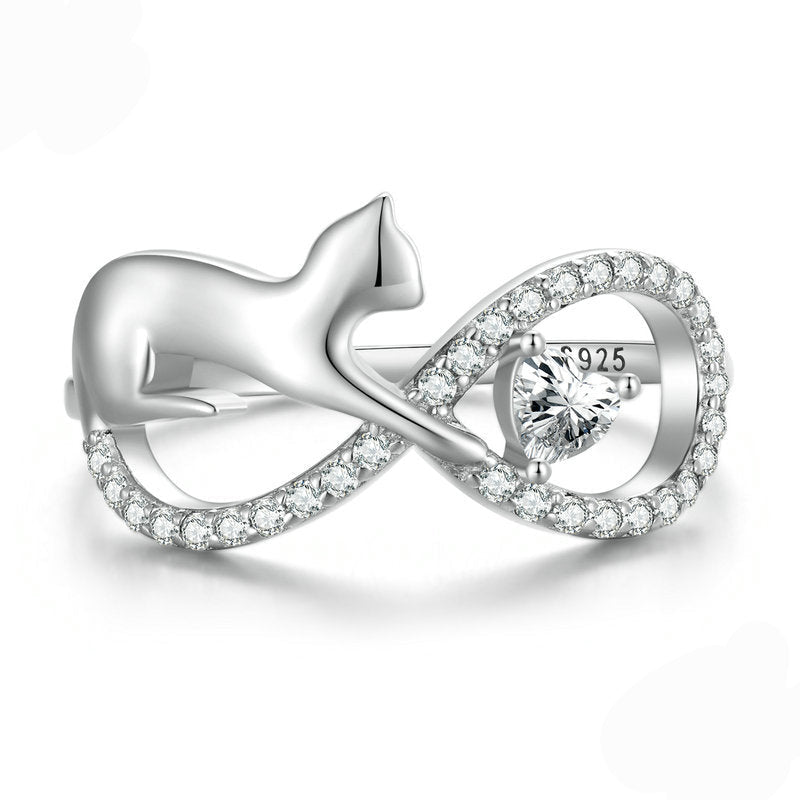 “Infinite Cat” S925 Sterling Silver Zircon Ring