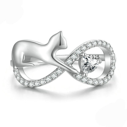 “Infinite Cat” S925 Sterling Silver Zircon Ring