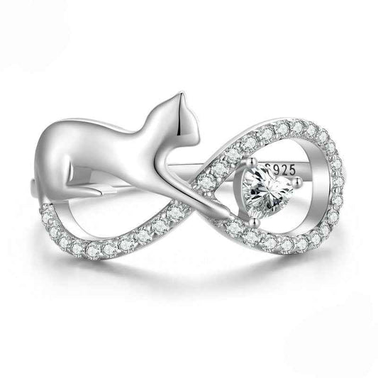 “Infinite Cat” S925 Sterling Silver Zircon Ring