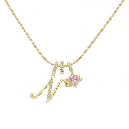 “Celestial Initial” Gold Plated Brass Alphabet Pendant Necklace