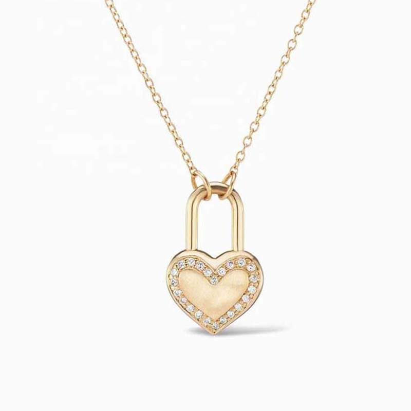 “Heartlock Grace” 925 Sterling Silver Micro Pavé Heart Lock Necklace