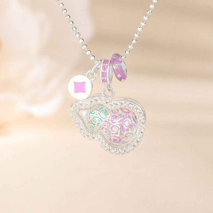 “Fortune Gourd” 925 Sterling Silver Enamel Lucky Gourd Necklace