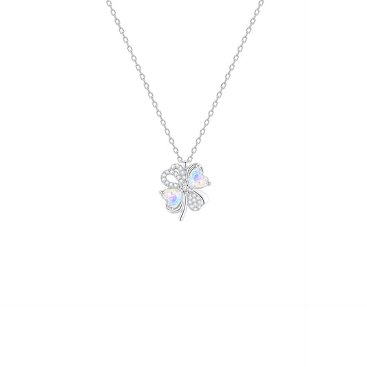 “Dream Clover” S925 Sterling Silver Opal Four-Leaf Clover Necklace