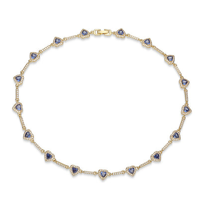 “Heartline” Gold-Tone Brass Colorful Zircon Heart Jewelry Set