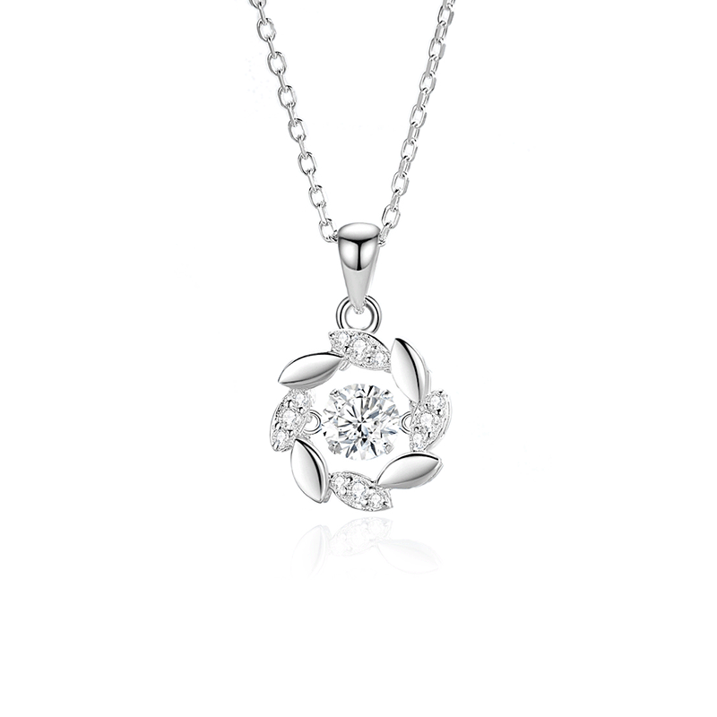 “Lucky Sheaf” S925 Sterling Silver Blue Zircon Moving Pendant Necklace
