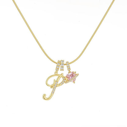 “Celestial Initial” Gold Plated Brass Alphabet Pendant Necklace