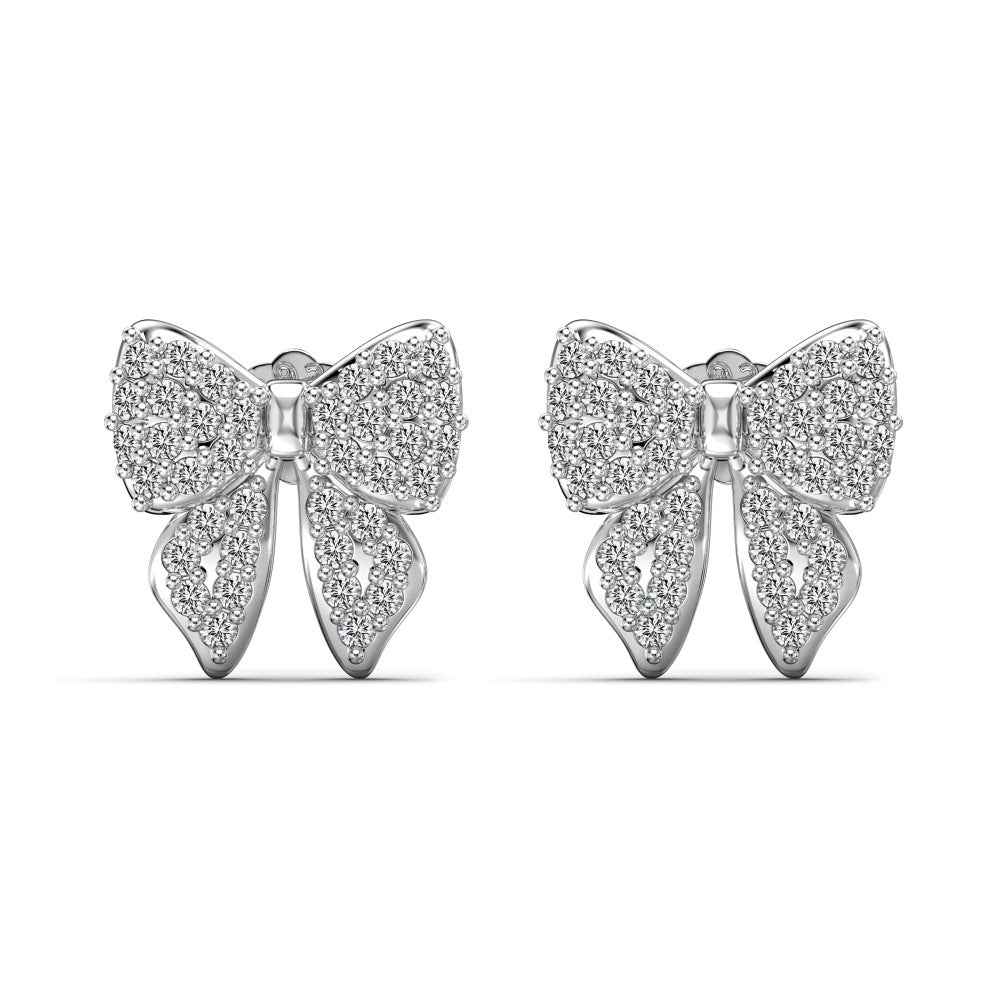 “Celeste Bow” S925 Sterling Silver Pavé Bow Stud Earrings