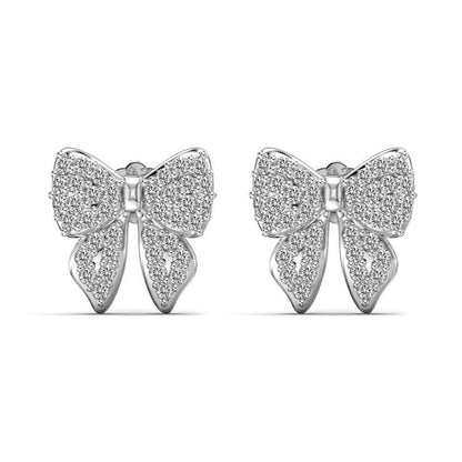 “Celeste Bow” S925 Sterling Silver Pavé Bow Stud Earrings