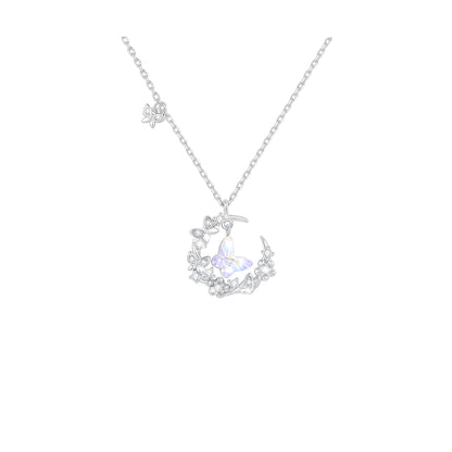 “Moonlit Flutter” 925 Sterling Silver Aurora Butterfly Necklace