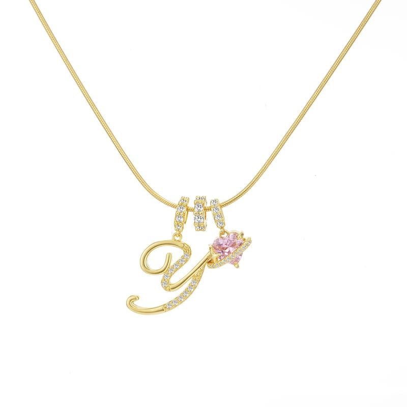 “Celestial Initial” Gold Plated Brass Alphabet Pendant Necklace