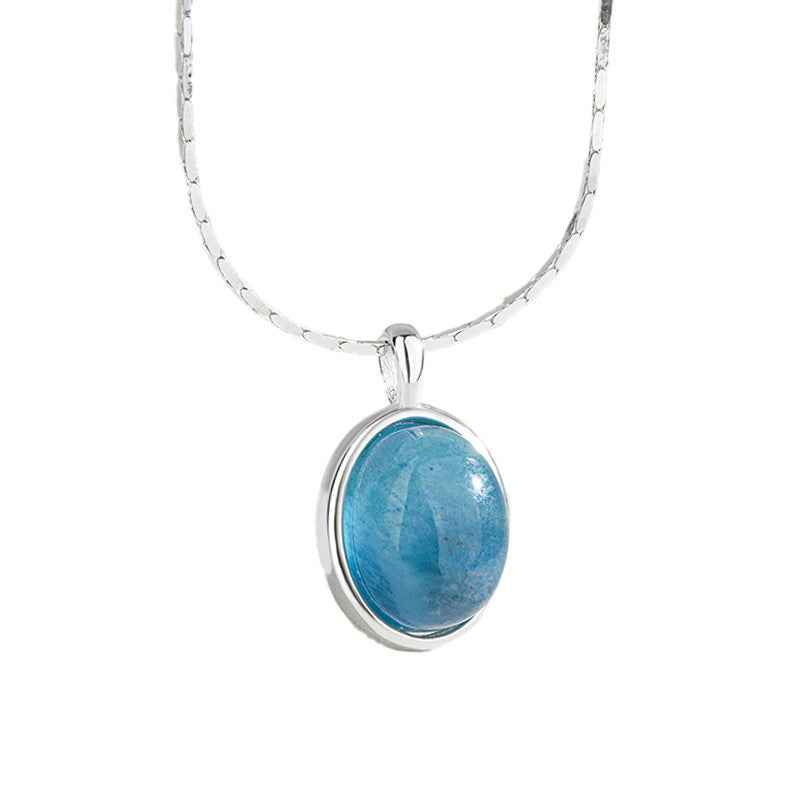 “Ocean Aura” 925 Sterling Silver Aquamarine Pendant Necklace