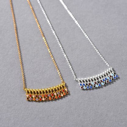 Prism Fringe 18K Gold-Plated Brass Enamel Tassel Necklace