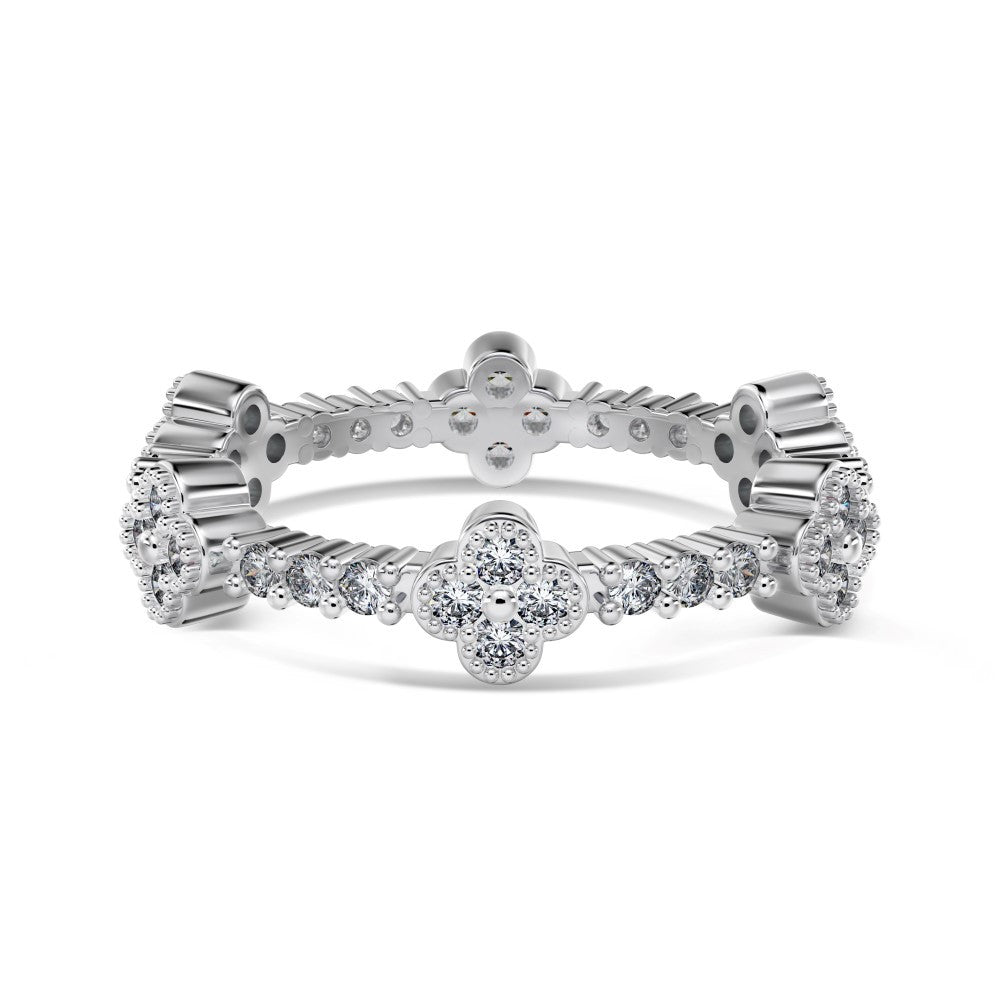 “Clover Éclat” S925 Sterling Silver Zircon Clover Ring