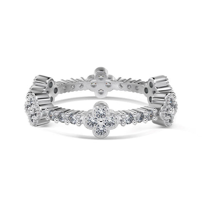 “Clover Éclat” S925 Sterling Silver Zircon Clover Ring
