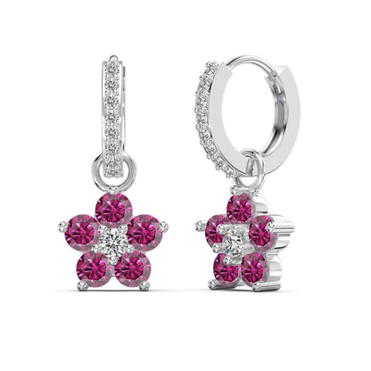 “Dopamine Bloom” S925 Sterling Silver Color Crystal Hoop Earrings