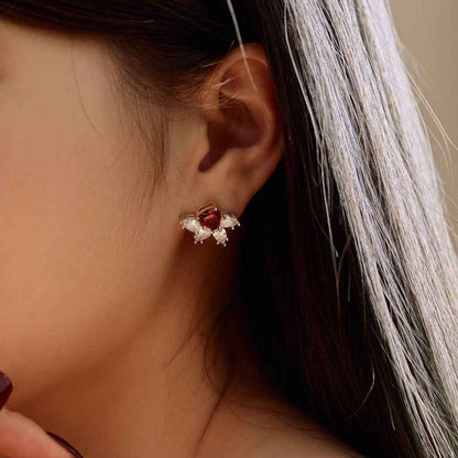 “Rouge Vow” S925 Sterling Silver Heart Zircon Jewelry Set (Necklace & Earrings)