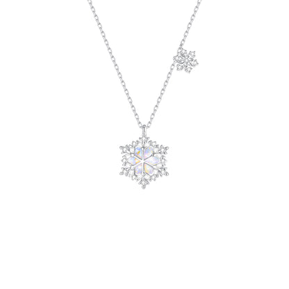 "Aurora Snowflake" 925 Sterling Silver Opal-Glow Pendant Necklace