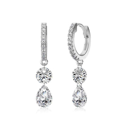“Lustre Drop” 925 Sterling Silver Pavé Hoop Drop Earrings