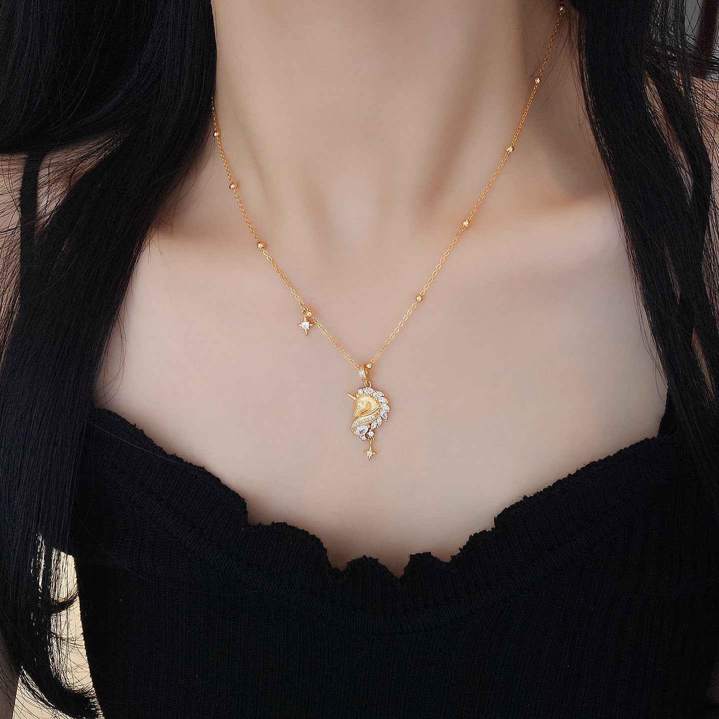 “Celestial Unicorn” S999 Fine Silver Unicorn Pendant Necklace