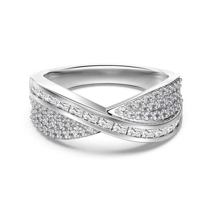 “Infinity Veil” 925 Sterling Silver Pavé Crisscross Statement Ring