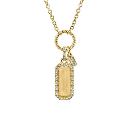 “Edge Atelier” 925 Sterling Silver Pavé Zirconia Tag Necklace