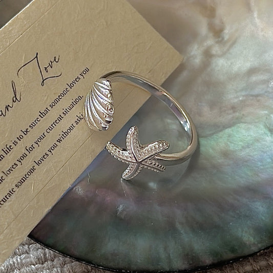 "Seaside Treasures" Adjustable 925 Sterling Silver Ring