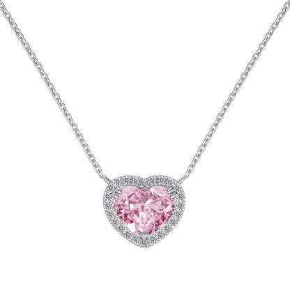 "Crystal Pink Heart" S925 Sterling Silver Jewelry Set