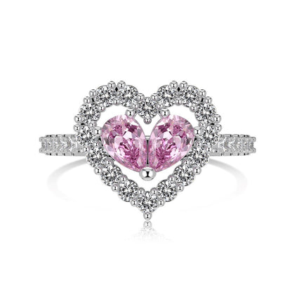 "Twin Hearts" 925 Sterling Silver Heart-Cut Zircon Jewelry Set