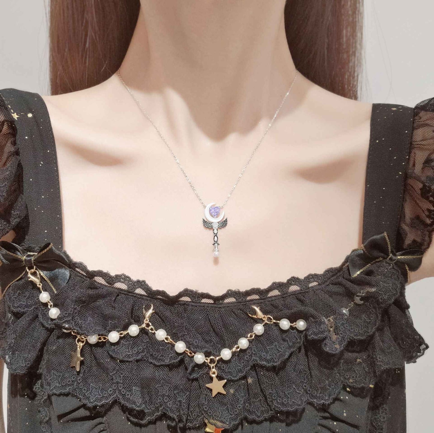 “Moonlight Arcana Wand” 925 Sterling Silver Necklace