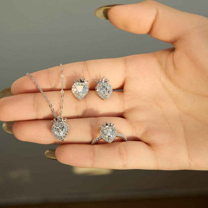 Crowned Heart Royale 925 Sterling Silver Crown Heart Jewelry Set