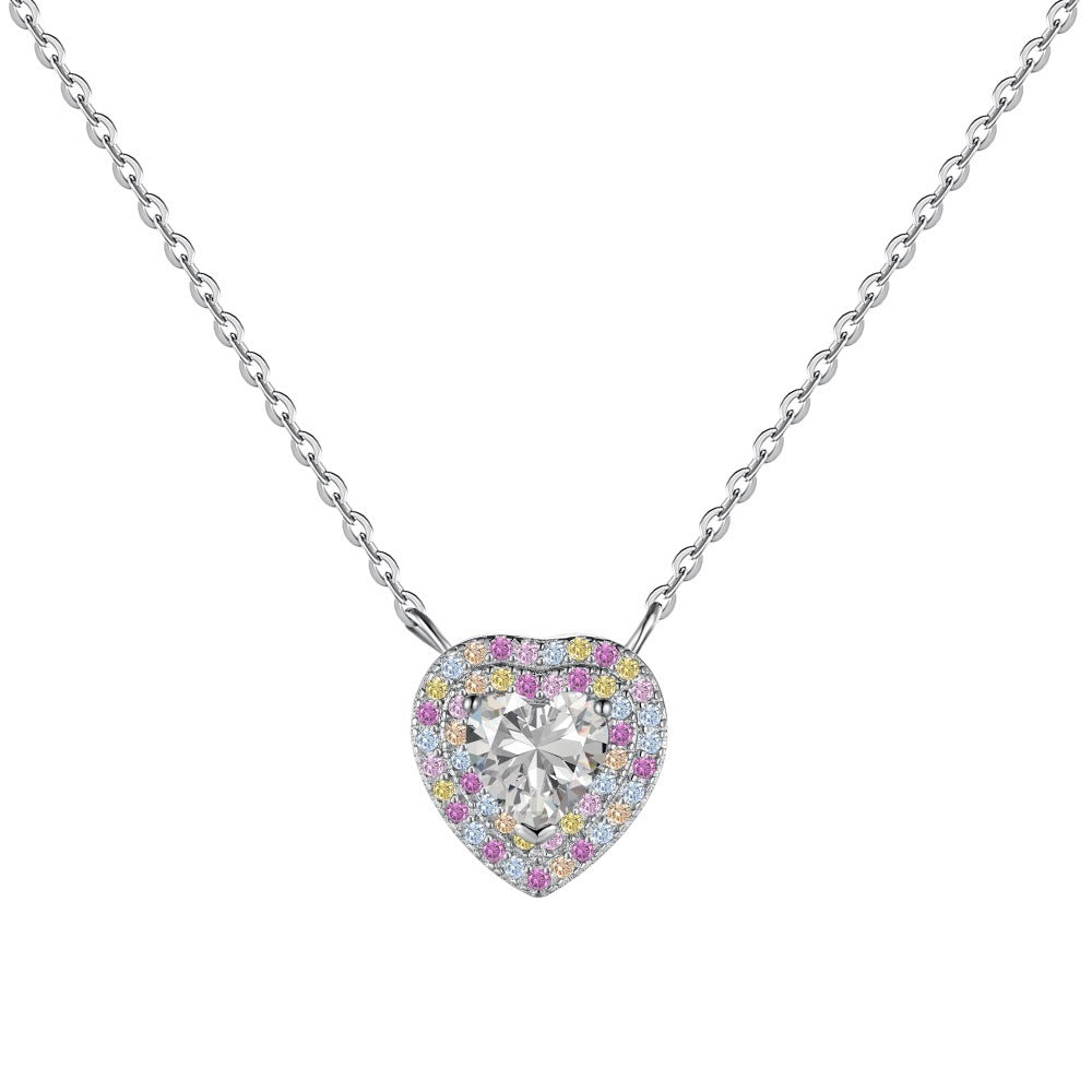 “Candy Heart Éclat” S925 Sterling Silver Heart Pavé Jewelry Set