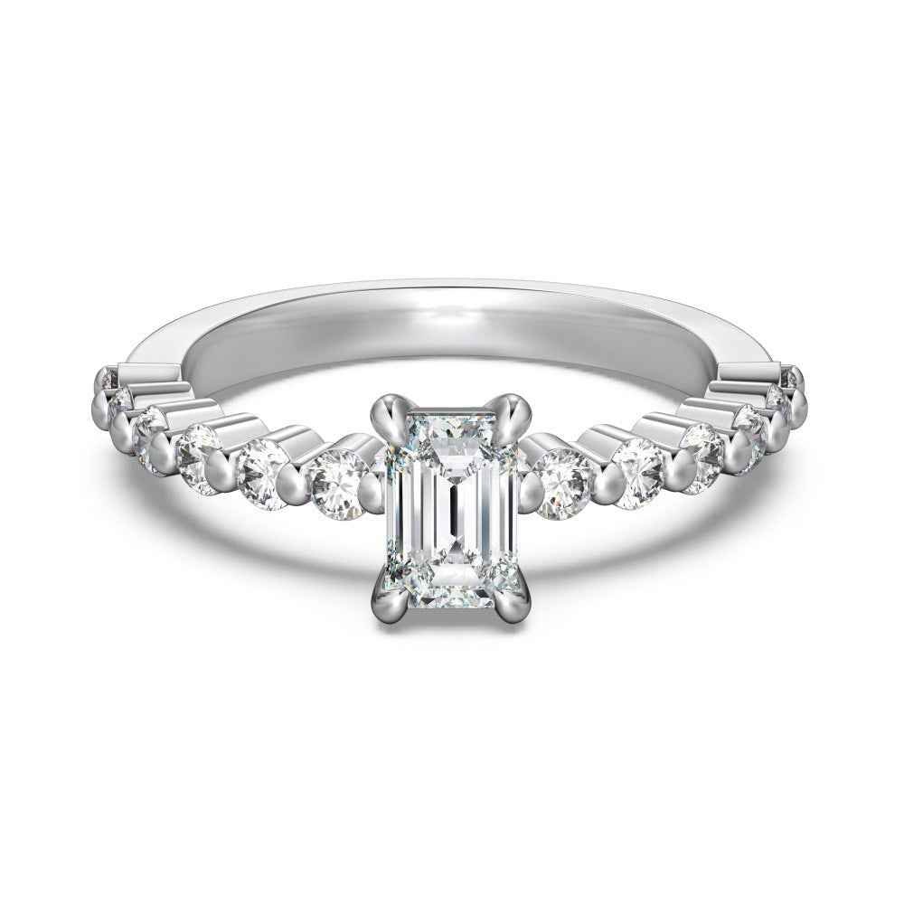 “Luminous Promise” 925 Sterling Silver 0.6CT Emerald-Cut Moissanite Ring